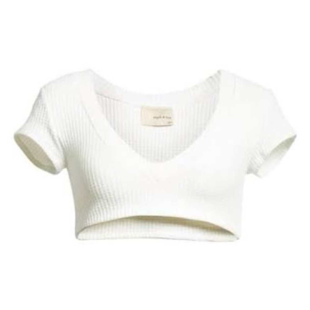 NWOT Staple & Hue. Waffle Crop Top in White Size Medium